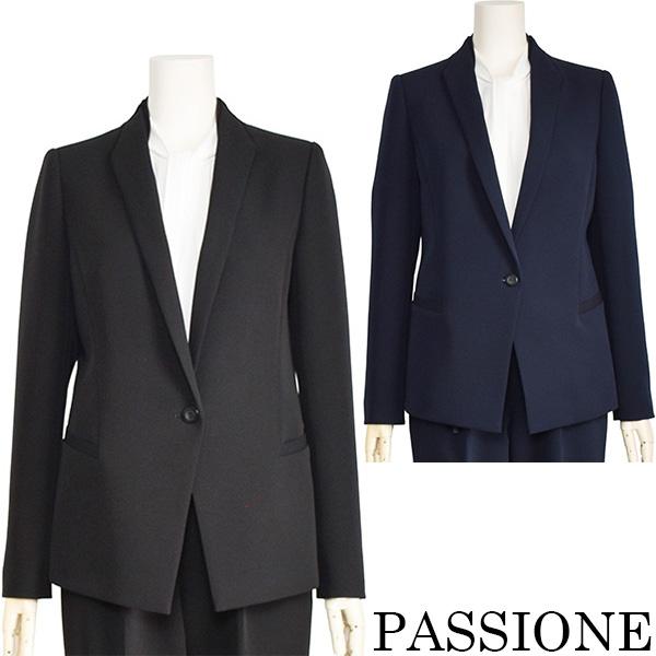 パシオーネ テーラード ジャケット レディース ストレッチ ネイビー ブラック 黒 40代 50代