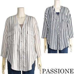 PASSIONE（パシオーネ） ブラウス レディース リボンタイ 長袖 白