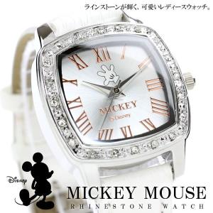 ミッキー腕時計 レディース ラインストーン MICKEY056-BRWH｜courage