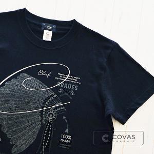 COVAS GRAPHIC Tシャツ ネイティブアメリカン ブラック 黒 301336-19 ユニセックス 半袖 プリントTシャツ アメリカ インディアン｜covas
