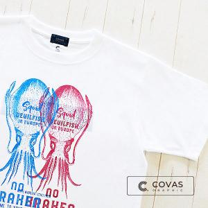 COVAS GRAPHIC Tシャツ 悪魔のイカ ホワイト 白 301462-10 ユニセックス 半袖 プリントTシャツ イカ｜covas