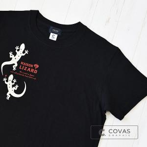 COVAS GRAPHIC Tシャツ ヤモリ ブラック 黒 303004-19 ユニセックス 半袖 プリントTシャツ 守宮 和柄｜covas