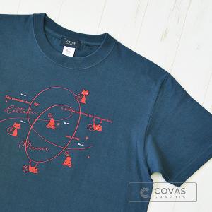 COVAS GRAPHIC Tシャツ キャッツアイ スチールブルー 303006-27 ユニセックス 半袖 プリントTシャツ 猫 猫Tシャツ｜covas