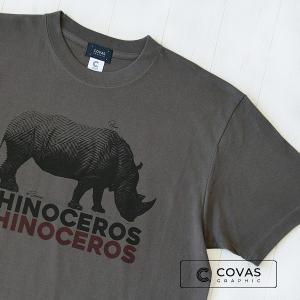 COVAS GRAPHIC Tシャツ デジタル・サイ チャコールグレー 303107-17 ユニセックス 半袖 プリントTシャツ サイ 動物