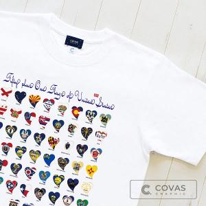 ユニセックス 半袖 プリントTシャツ　"アメリカハート州旗"　325211-10　ホワイト　COVAS GRAPHIC｜covas