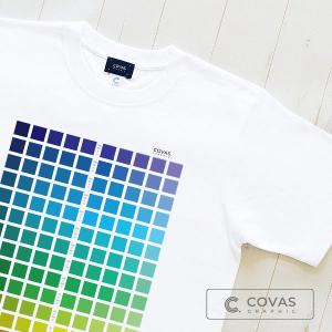 ユニセックス 半袖 プリントTシャツ　"カラーチャート・ブルー系"　325214-10　ホワイト　COVAS GRAPHIC｜covas