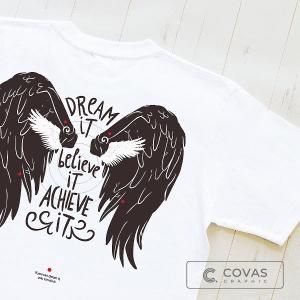 ユニセックス 半袖 プリントTシャツ　"夢への翼"　325228-10　ホワイト　COVAS GRAPHIC｜covas