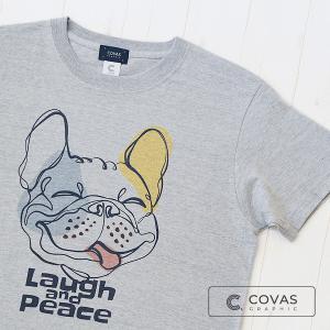 ユニセックス Tシャツ　"ラフ＆ピース"　杢グレー　337301-14　半袖 プリント COVAS GRAPHIC｜covas