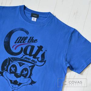 ユニセックス Tシャツ　"キャッツA"　ロイヤルブルー　337313-25　半袖 プリント COVAS GRAPHIC｜covas