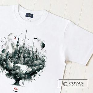 【NEW】ユニセックス Tシャツ　"タワーシティ"　ホワイト　349410-10　半袖 プリント COVAS GRAPHIC｜covas