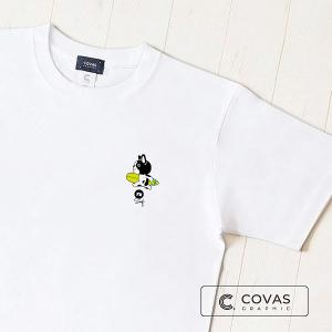 【NEW】ユニセックス Tシャツ　"サーファー犬"　ホワイト　349434-10　半袖 プリント COVAS GRAPHIC｜covas