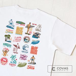 【NEW】ユニセックス Tシャツ　"サーフUSA"　ホワイト　349437-10　半袖 プリント COVAS GRAPHIC｜covas