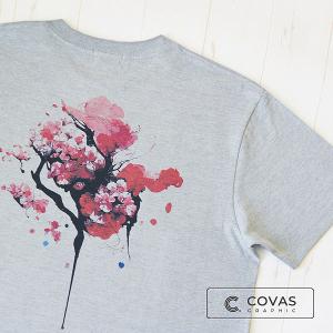 【NEW】ユニセックス Tシャツ　"酔桜"　杢グレー　349440-14　半袖 プリント COVAS GRAPHIC｜covas