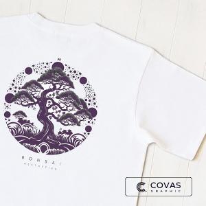【NEW】ユニセックス Tシャツ　"盆栽侘寂"　ホワイト　349442-10　半袖 プリント COVAS GRAPHIC