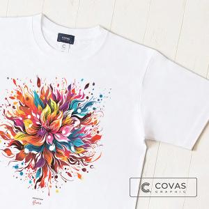 【NEW】ユニセックス Tシャツ　"フラワーズ"　ホワイト　349458-10　半袖 プリント COVAS GRAPHIC｜covas