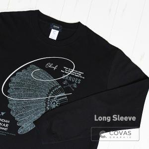 COVAS GRAPHIC 長袖 Tシャツ ネイティブアメリカン ブラック 黒 402336-19 ユニセックス ロンT プリントTシャツ アメリカ インディアン｜covas