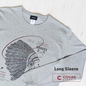 COVAS GRAPHIC 長袖 Tシャツ ネイティブアメリカン 杢グレー 402436-15 ユニセックス ロンT プリントTシャツ アメリカ インディアン｜covas