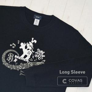 COVAS GRAPHIC 長袖 Tシャツ ブレーメンの音楽隊 ブラック 黒 414002-19 ユニセックス プリントTシャツ グリム童話 動物｜covas