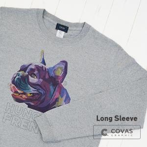 COVAS GRAPHIC 長袖 Tシャツ フレンチブルドッグ 杢グレー 414102-15 ユニセックス プリントTシャツ フランス 犬｜covas