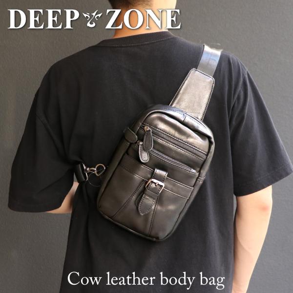 DEEP ZONE  本革 牛革 ボディバッグ メンズ  レザー バック 斜め掛け ワンショルダー ...
