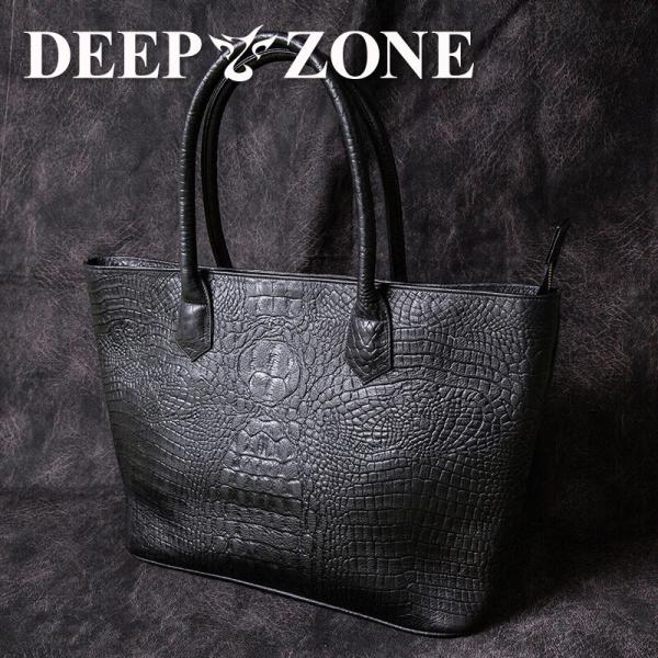 トートバッグ メンズ 本革 牛革 クロコダイル 型押し  Deep Zone プレゼント ギフト 人...