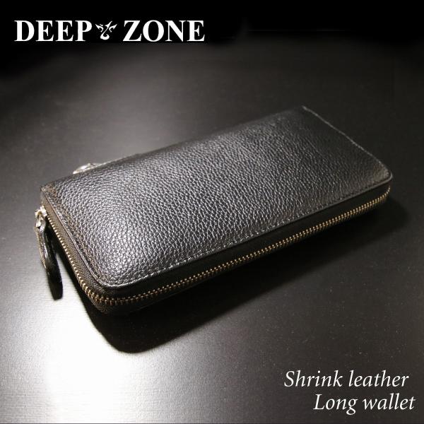 DEEP ZONE 本革 牛革 長財布 革財布 メンズ ロングウォレット レザーウォレット ラウンド...