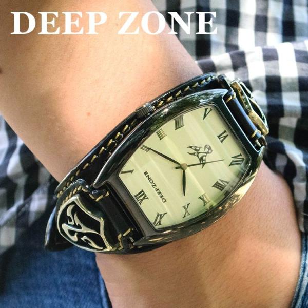 腕時計 ブレスウォッチ イタリアンレザーベルト Deep Zone トノーフェイス ホワイトフェイス...