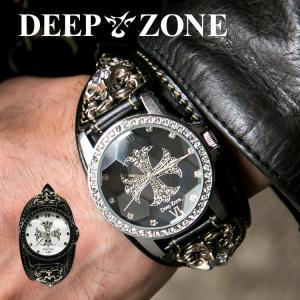 腕時計 ブレスウォッチ メンズ カジュアル ビジネス ジルコニアクロス パイソンレザー スネークレザー 蛇 DEEP ZONE プレゼント ギフト｜cowbell