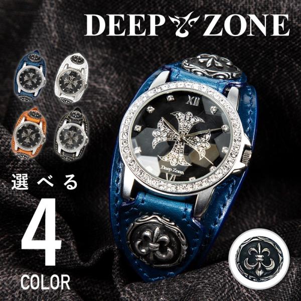 腕時計 ブレスウォッチ メンズ カジュアル ビジネス 百合コンチョ ブルー イタリアンレザー DEE...