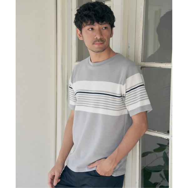 リップルパネルボーダーTシャツ