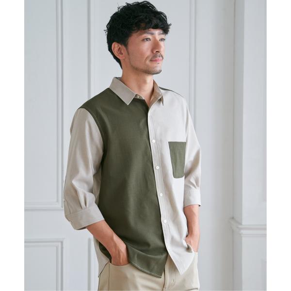 7分ブロックスドライタッチシャツ