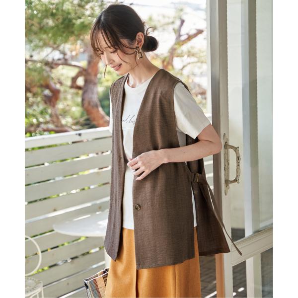 ノーカラーサイドベルトジレ