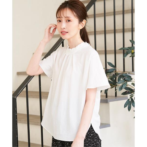 襟フリル2WAY半袖ブラウス