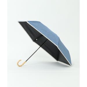 晴雨兼用 折りたたみ傘 デニム風パイピング