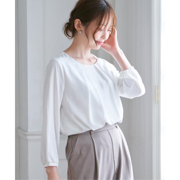 ネックレス付き裾2段ブラウス