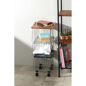 スタッキングワゴン3段 ゴールド  収納 インテリア キャスター付き スタッキング ワイヤーバスケット カート