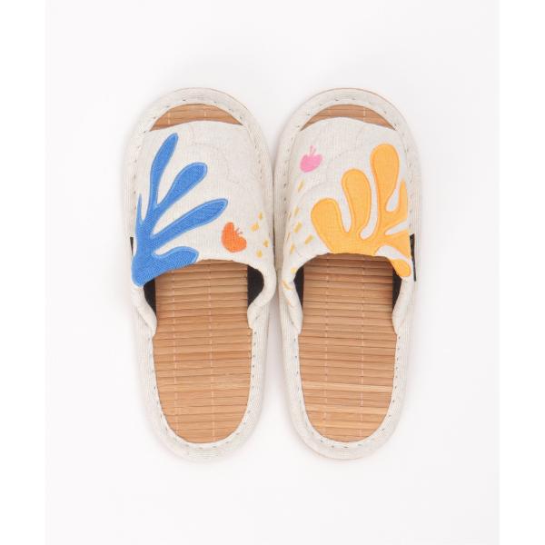 絵画アップリケマティススリッパ | 前開き おしゃれ お洒落 来客用スリッパ 室内履き ルームスリッ...