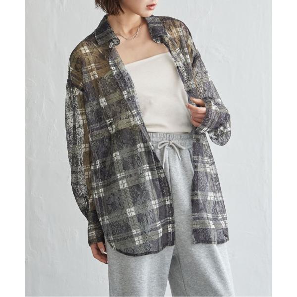 チェックプリントレースシャツ