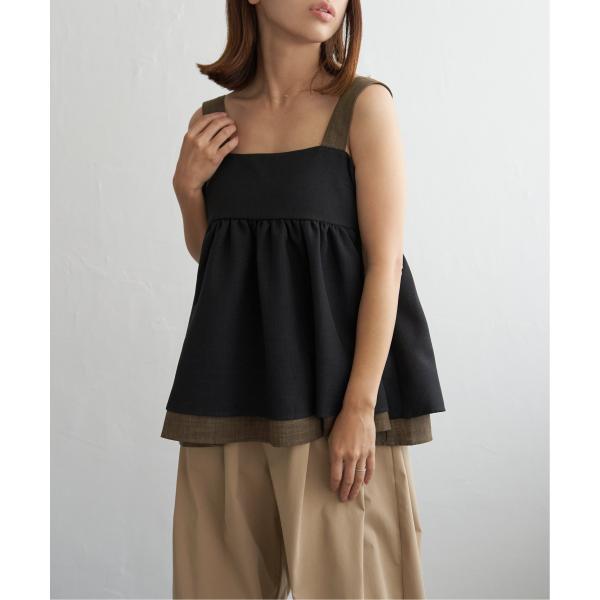 スラブツィードバイカラーキャミソール