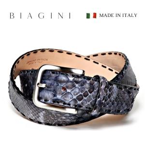 BIAGINI ビアジーニ イタリア製 パイソン ベルト ブラック 帯幅4cm 本革 メンズベルト ハンドステッチ 高級 幅広 レザー リアルパイソン お洒落 ジーンズにあう｜coxswain