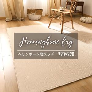 撥水加工 ヘリンボーン ジャガード ラグ 220×220 おしゃれ 3畳 ラグマット カーペット 洗える 絨毯 正方形 オールシーズン 2021017 プロテック pro-t 新生活