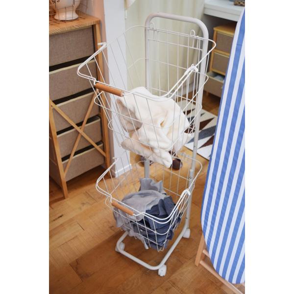 バスケットワゴン キャスター付き 2段 LFS-881 バスケットワゴン 東谷 ランドリー バスケッ...