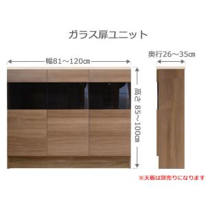 オーダーガラス扉ラック フレクシー 幅81〜120cm 奥行26〜35cm 高さ85〜100cm 全14色｜cozyroom