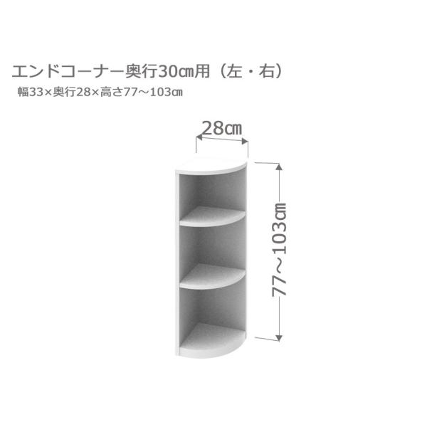 セミオーダー カウンター下収納 ラスコ Tエンドコーナー 奥行30cm 高さ77〜103cm 全14...