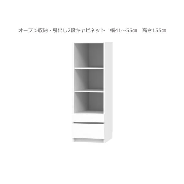 セミオーダー壁面収納GRANNER2(グラナー2）オープン・引出2段ラック（幅41〜55cm×奥行4...