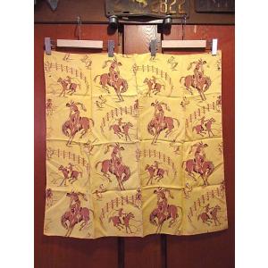 ビンテージ40's50's●カウボーイプリントレーヨンスカーフ
