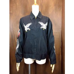ビンテージ70's○SAMMY'S GUAM U.S.A.刺繍入りスーベニアジャケット黒