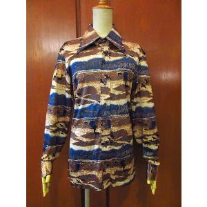 ビンテージ70's☆MADE IN ITALY nik-nikナイロン鷹プリント総柄シャツ