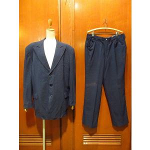 ビンテージ50&apos;s●ネップ織り3Bスーツツーピース紺●210120s6-m-suit 1950sウエ...