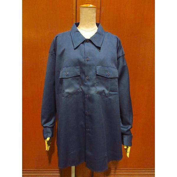 ビンテージ80's●DEADSTOCK Dickiesワークシャツ紺size 19×33●21091...